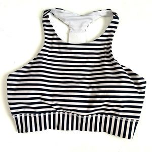ATHLETA Black and White Stripes Sport Bra Sz. M